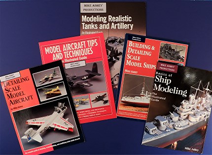 Mike Ashey's original aircraft, ship and military vehicle scale modeling books.